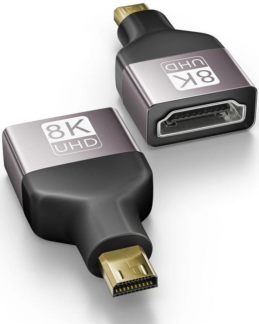 FEDUS EIKON Micro HDMI to HDMI Adapter (Male to Female), 8K@60Hz, 48Gbps High-Speed, Connector Converter, Compatible with GoPro Hero, Raspberry Pi 4/5, Camera to TV/Monitor, Projector (NOT Micro USB)