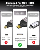 FEDUS EIKON Mini HDMI to Standard HDMI Adapter 8K@60Hz, 4K@144Hz, 2K@240Hz, Male to Female Converter, 48Gbps, support HDR, 3D for DSLR Camera, Camcorder, Laptop, Pi Zero, Monitor, Desktop, Projector FEDUS