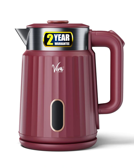 FEDUS Aqua Viva Electric Kettle, 1.8 Litres hot water kettle Jug, 1500W Stainless Steel Body, Power Indicator Automatic Cut-off used for boiling Water, making tea and coffee, instant noodles, soup etc. (Red)