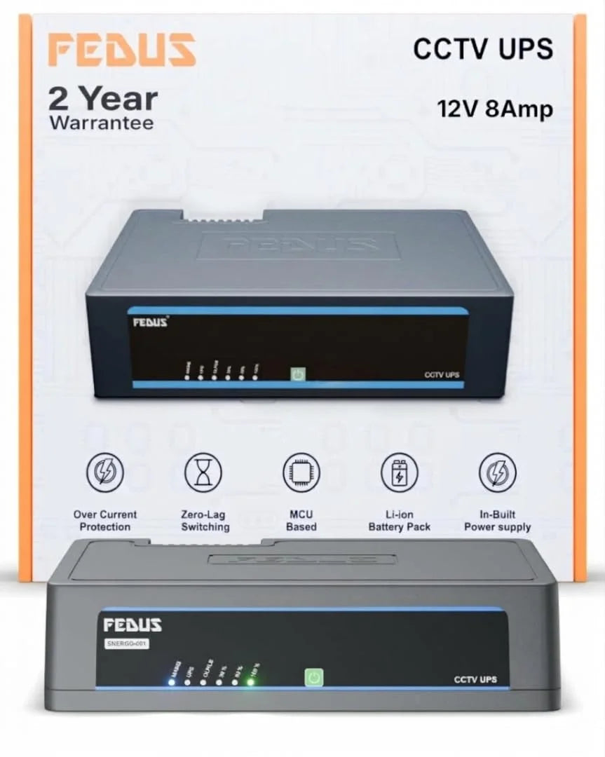 FEDUS ENERGO 8 Channel CCTV UPS 12V 8Amp Battery Backup for Wi-Fi Router, Security Camera, DVR, CCTV UPS with Zero-Lag Switching, Li-ion Battery & Over-Current Protection 2-Year Warranty FEDUS