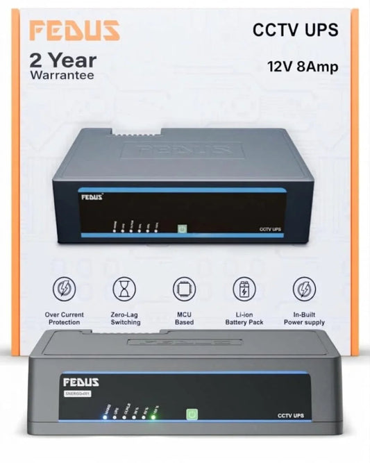 FEDUS ENERGO 8 Channel CCTV UPS 12V 8Amp Battery Backup for Wi-Fi Router, Security Camera, DVR, CCTV UPS with Zero-Lag Switching, Li-ion Battery & Over-Current Protection 2-Year Warranty FEDUS