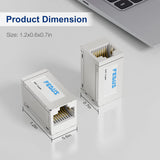 FEDUS Ethernet Cable Coupler, Female to Female, Cat7, Silver, 1 Pack, White