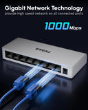 FEDUS PoE Ethernet Switch, 8 Port Gigabit Ethernet Splitter, Plug & Play, Desktop Network Switch Hub, Unmanaged, Compact, with LED, Fanless Quiet, for Internet Cable, Laptop, Router, NAS
