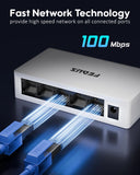 FEDUS PoE Ethernet Switch, 5 Port Gigabit Ethernet Splitter, Plug & Play, Desktop Network Switch Hub, Unmanaged, Compact, with LED, Fanless Quiet, for Internet Cable, Laptop, Router, NAS