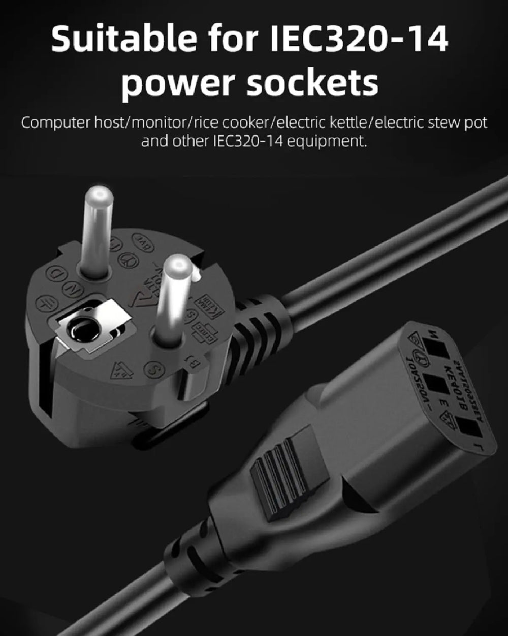 FEDUS European Power Cord IEC 320 C13 to SCHUKO(Europe) CEE7/7, 18 AWG Replacement Europlug AC Power Cable Suitable for Europe PC Computer Power Cord, Europe Monitor, Europe Printer, PDU, Europe UPS FEDUS
