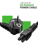 FEDUS European Laptop Computer Power Cord (C5 to SCHUKO(Europe) CEE 7/7) Replacement AC Europlug Mickey Mouse power cord. AC Cable Wire Suitable for HDTV, TVs, Printers, Monitor