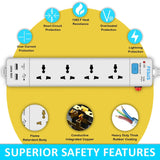 FEDUS Extension Board With 2 Output USB Charging Ports(2.1A ), 4 Universal Power Sockets, Switch Board Extension Board Cord, Power Strip, 3-Pin Surge Protection for Home Office