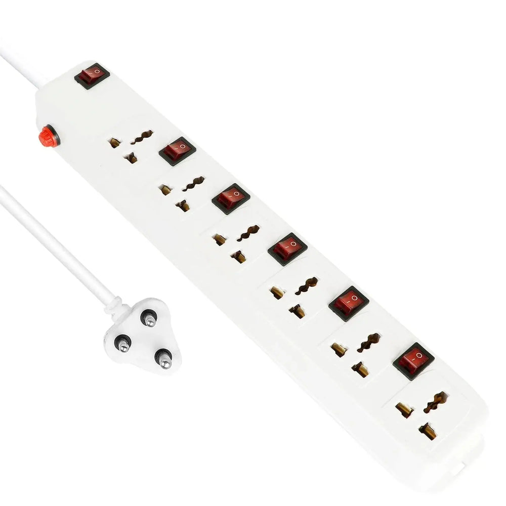 FEDUS extension-cords, Long Extension Board Extension Box | Spike Guard 6 Socket 6 Switch Junction Box with Switch, Extension Cords Cord, Spike Buster, Extension Board FEDUS