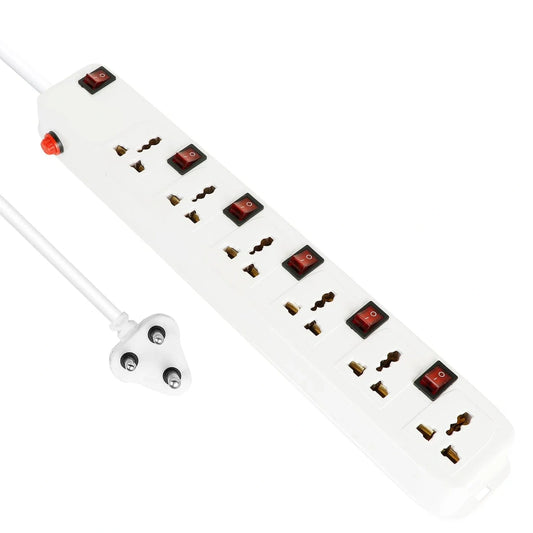 FEDUS extension-cords, Long Extension Board Extension Box | Spike Guard 6 Socket 6 Switch Junction Box with Switch, Extension Cords Cord, Spike Buster, Extension Board