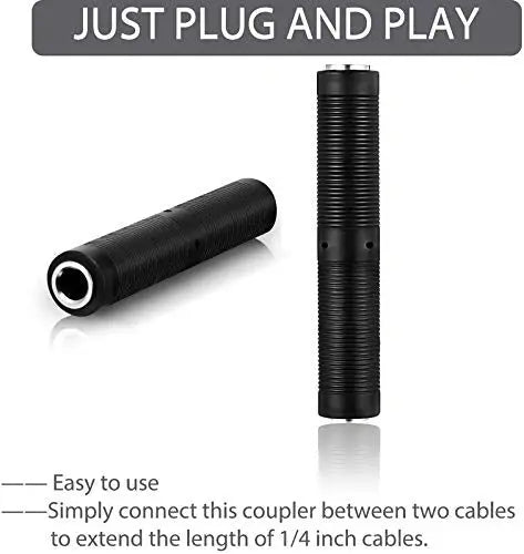 FEDUS 1/4 Inch Female to Female Coupler 6.35 mm TRS/TS Audio Connector, TRS Stereo and Mono Jack Adapter Joiner, Headphones Cable Extension Connector for Amplifier Speaker Guitar Sound (Pack 1) FEDUS