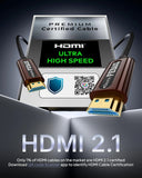 FEDUS Fiber Optic HDMI Cable Long, 8K@60Hz 4K@120Hz in-Wall Rated HDMI 2.1, 48Gbps Ultra High Speed Slim Flexible HDMI to HDMI Cable cord with Dolby Vision Atmos, HDR, eARC, HDCP For TV, Soundbar