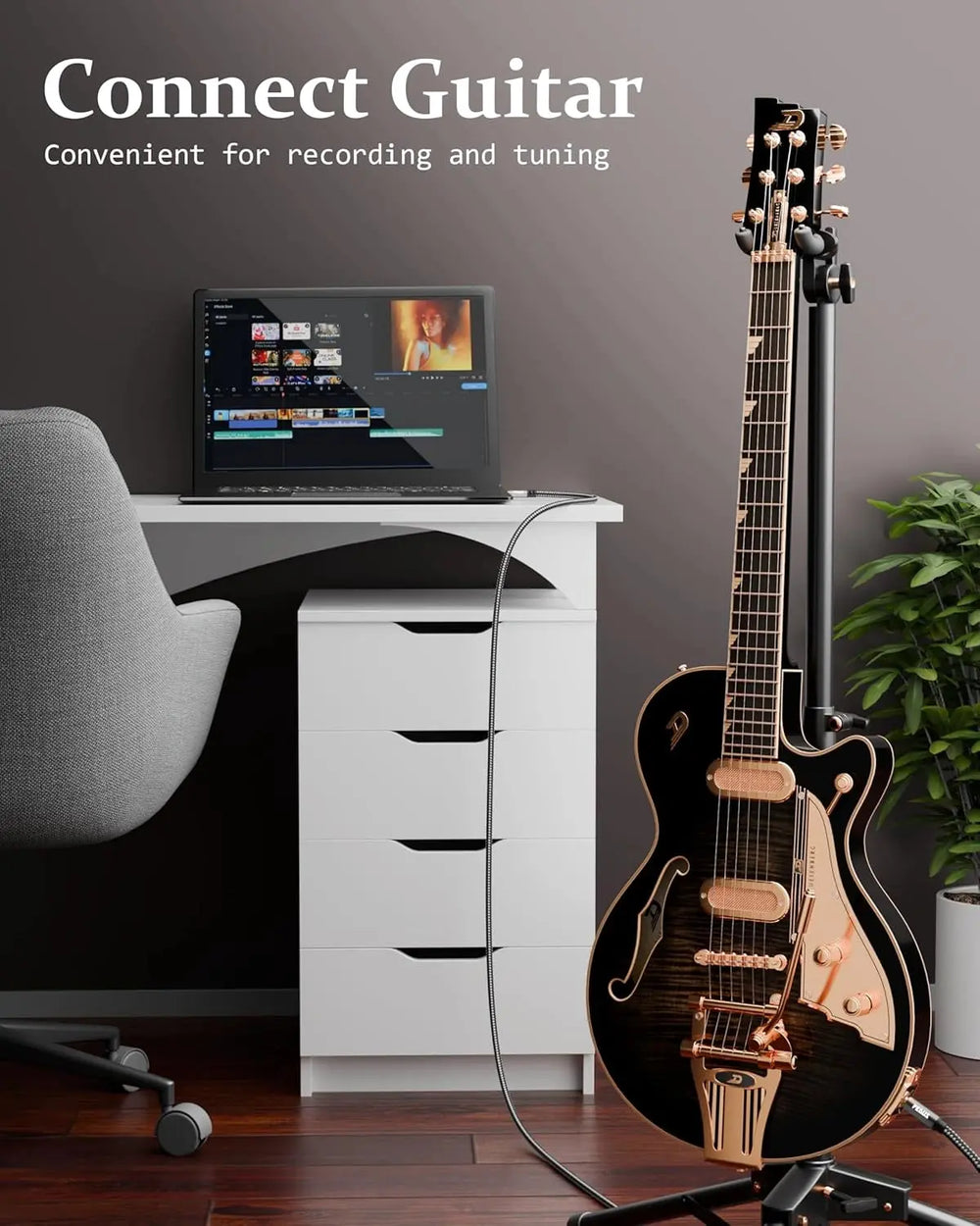 FEDUS Gold-Plated 3.5mm TRS to 6.35mm Audio Cable 1/8 to 1/4 Mono P38 Stereo, Guitar to Aux Male Cord with Zinc Alloy Housing and Nylon Braid for Guitar, Laptop, Home Theater, Speaker, Amplifiers FEDUS
