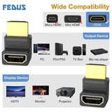 FEDUS Gold Plated HDMI Male to Female Converter Connector Adapter 270 Degree L Shape Angle Converter, HDMI L Shape Flat Extender, for HDTV, Plasma TV, LED, LCD Pack-1 – Black