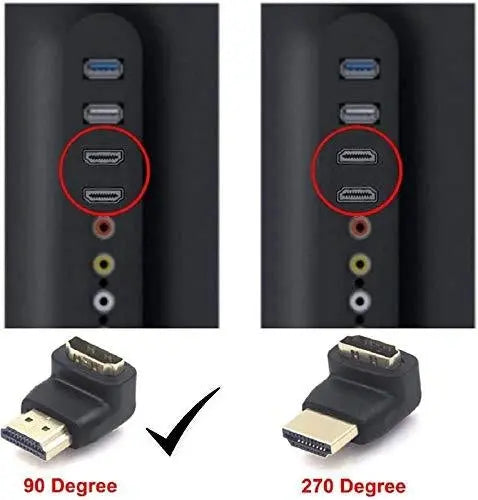 FEDUS Gold Plated HDMI Male to Female Converter Connector Adapter 90 Degree L Shape for HDTV, Plasma TV, LED, LCD, Etc Black Pack-1 FEDUS