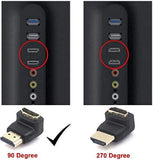 FEDUS Gold Plated HDMI Male to Female Converter Connector Adapter 90 Degree L Shape for HDTV, Plasma TV, LED, LCD, Etc Black Pack-1