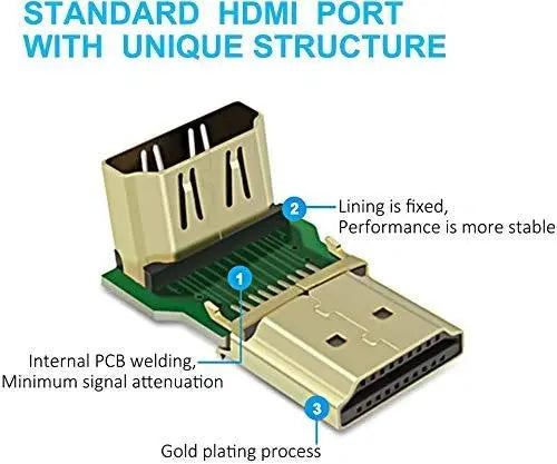 FEDUS Gold Plated HDMI Male to Female Converter Connector Adapter 90 Degree L Shape for HDTV, Plasma TV, LED, LCD, Etc Black Pack-1 FEDUS