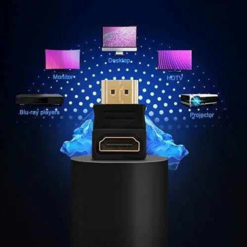 FEDUS Gold Plated HDMI Male to Female Converter Connector Adapter 90 Degree L Shape for HDTV, Plasma TV, LED, LCD, Etc Black Pack-1 FEDUS