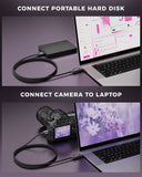 FEDUS Hard Disk Cable Hard Drive Connector USB 3.1 C to Micro B, External Hard Disk Cable for Portable External Hard Drives,WD Elements,Sea gate,Toshiba,Samsung M3 1TB/Galaxy S5/Note 3