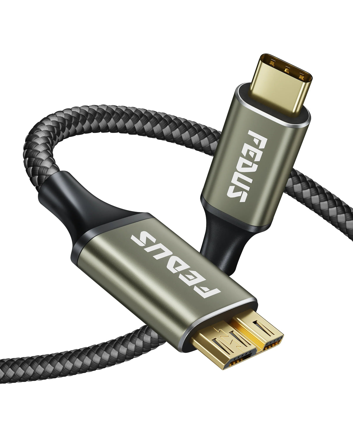 FEDUS Hard Drive Cable Hard disk Connector USB 3.1 A to Micro B Nylon External Hard Disk Compatible with Portable External Hard Drives, WD Elements, Seagate, Toshiba, Samsung M3 1TB/Galaxy S5/Note3