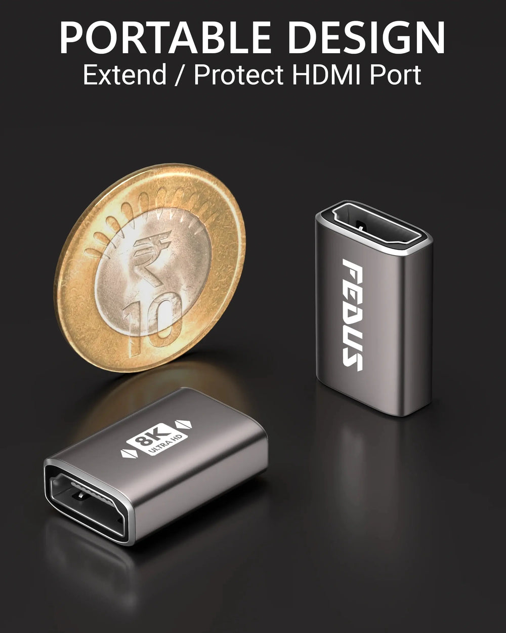 FEDUS HDMI Coupler Female to Female HDMI Jointer Connector 8K@60Hz 4K@144Hz 1080p 2.1 HDMI to HDMI Cable extender FEDUS