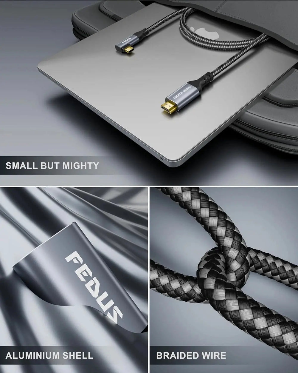 FEDUS HDMI to Type C Cable, USB Type C to HDMI Cable Converter, 4K@60Hz HDMI Adaptor for Monitor Home Office and MAC Thunderbolt 3/4 Compatible for Laptop, Mobile, iPad Pro, MacBook, Chromebook, TV FEDUS