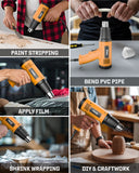FEDUS Heat Gun Hot Air Gun Temperature Machine 1600W 5 Nozzles Included, 2 Temp Settings Great for industrial use & Crafts, Removing & Drying Paint, Shrink Tubing/Wrapping Packing, Bend Pipes, Epoxy Resin, Yellow