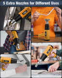 FEDUS Heat Gun Hot Air Gun Temperature Machine 1600W 5 Nozzles Included, 2 Temp Settings Great for industrial use & Crafts, Removing & Drying Paint, Shrink Tubing/Wrapping Packing, Bend Pipes, Epoxy Resin, Yellow