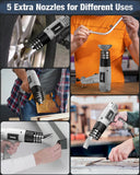 FEDUS Heat Gun Hot Air Gun Temperature Machine 1800W 5 Nozzles Included, 2 Temp Settings Great for industrial use & Crafts, Removing & Drying Paint, Shrink Tubing/Wrapping Packing, Bend Pipes, Epoxy Resin, Grey