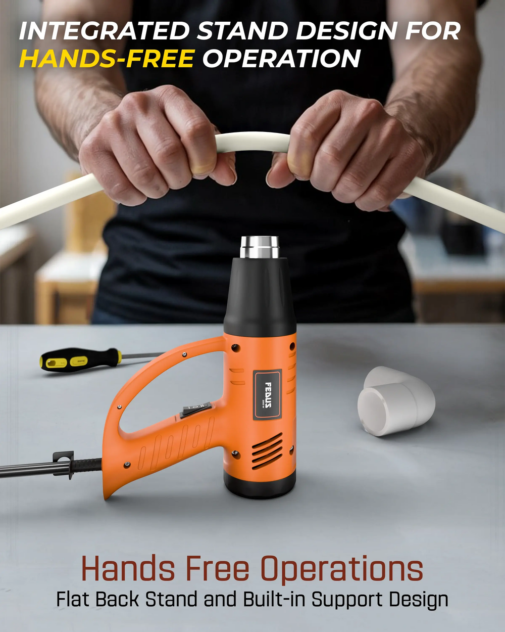 FEDUS Heat Gun Hot Air Gun Temperature Machine 2000W, 2 Temp Settings Great for industrial use & Crafts, Removing & Drying Paint, Shrink Tubing/Wrapping Packing, Bend Plastic Pipes, Epoxy Resin, Orange FEDUS