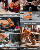 FEDUS Heat Gun Hot Air Gun Temperature Machine 2000W 5 Nozzles Included, 2 Temp Settings Great for industrial use & Crafts, Removing & Drying Paint, Shrink Tubing/Wrapping Packing, Bend Pipes, Epoxy Resin, Orange