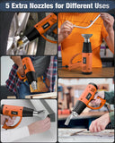 FEDUS Heat Gun Hot Air Gun Temperature Machine 2000W 5 Nozzles Included, 2 Temp Settings Great for industrial use & Crafts, Removing & Drying Paint, Shrink Tubing/Wrapping Packing, Bend Pipes, Epoxy Resin, Orange