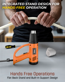 FEDUS Heat Gun Hot Air Gun Temperature Machine 2000W 5 Nozzles Included, 2 Temp Settings Great for industrial use & Crafts, Removing & Drying Paint, Shrink Tubing/Wrapping Packing, Bend Pipes, Epoxy Resin, Orange