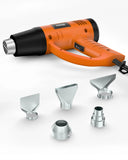 FEDUS Heat Gun Hot Air Gun Temperature Machine 2000W 5 Nozzles Included, 2 Temp Settings Great for industrial use & Crafts, Removing & Drying Paint, Shrink Tubing/Wrapping Packing, Bend Pipes, Epoxy Resin, Orange