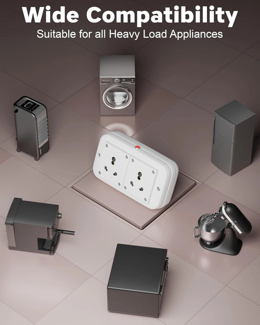 FEDUS Heavy Duty extension board 16amp 3000 Watts heavy load Capacity Electric Power Extension 2 Socket Cord Strip for Microwave Oven, EV Charger Charging, Iron Press, Induction Stove, AC