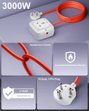 FEDUS Heavy Duty Extension Board 16amp 3000 Watts Heavy Load Capacity Electric Power Extension Switch Cord Strip for Microwave Oven,EV Charger Charging,Iron Press, Induction Stove, AC