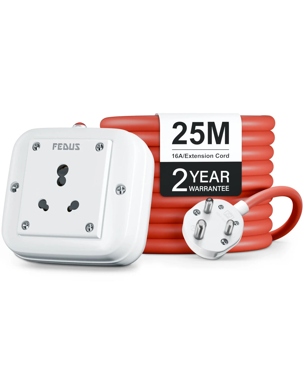 FEDUS Heavy Duty Extension Board 16amp 3000 Watts Heavy Load Capacity Electric Power Extension Switch Cord Strip for Microwave Oven,EV Charger Charging,Iron Press, Induction Stove, AC FEDUS
