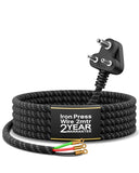 FEDUS Heavy Duty Iron Power Cord 2 Meter | 6A 3 Pin Plug | 0.75 Sqmm 100% Pure Copper Braided Cable | Heat Resistant PVC Wire | Replacement Cord for Electric Iron | 2 Years Warrantey FEDUS