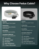 FEDUS Heavy Duty Iron Power Cord 5 Meter | 6A 3 Pin Plug | 0.75 Sqmm 100% Pure Copper Braided Cable | Heat Resistant PVC Wire | Replacement Cord for Electric Iron | 2 Years Warrantey (White) FEDUS