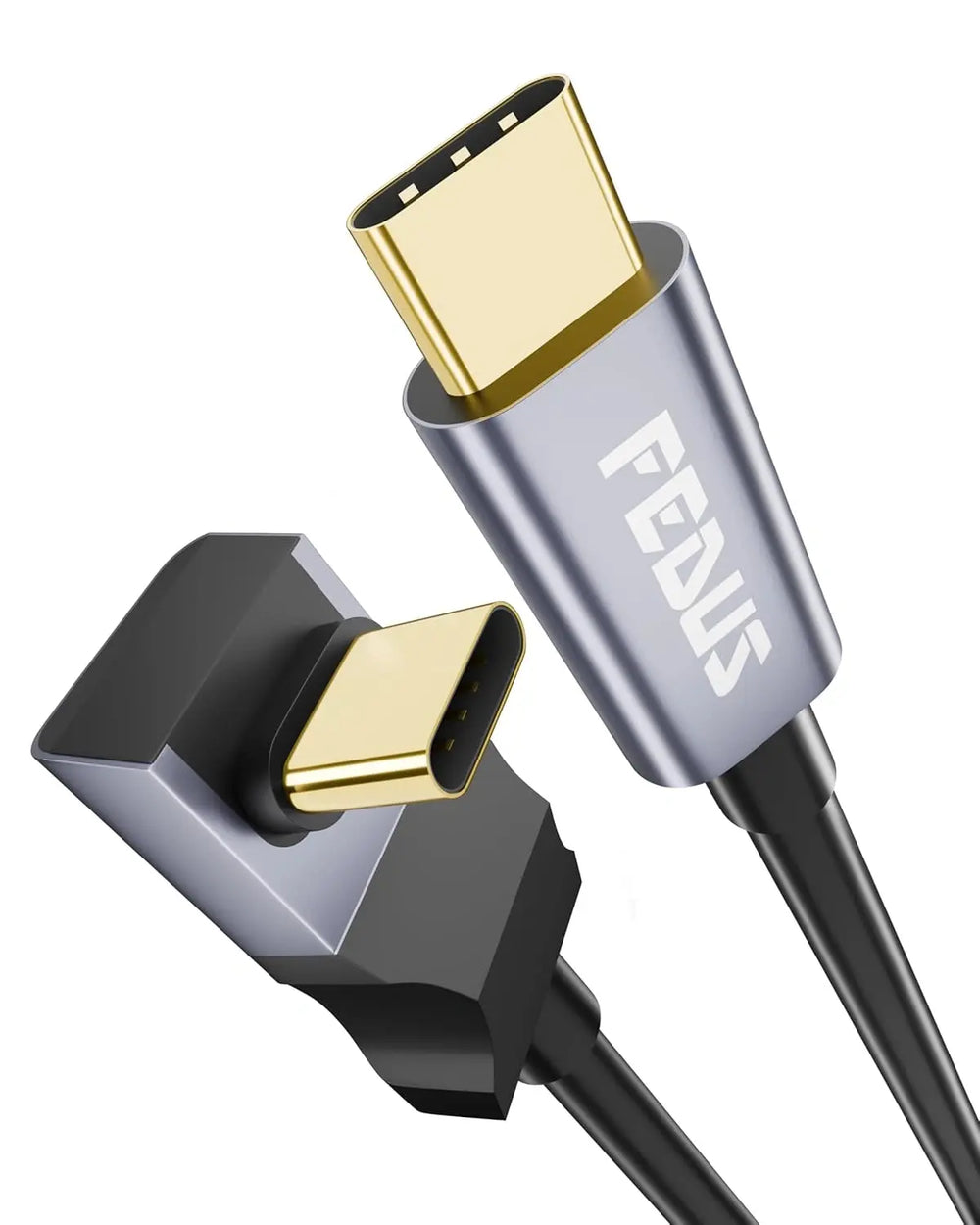 FEDUS 100W USB C Cable Gen2 5Gbps USB 3.2 PD Type-C Cable, L-Shape 4.9 Feet, 4K 60Hz Video Output Fast Charging Compatible with iPhone 17/16/15, NVMe SSD, Monitor, Galaxy S25/S24/S23 Ultra, MacBook FEDUS