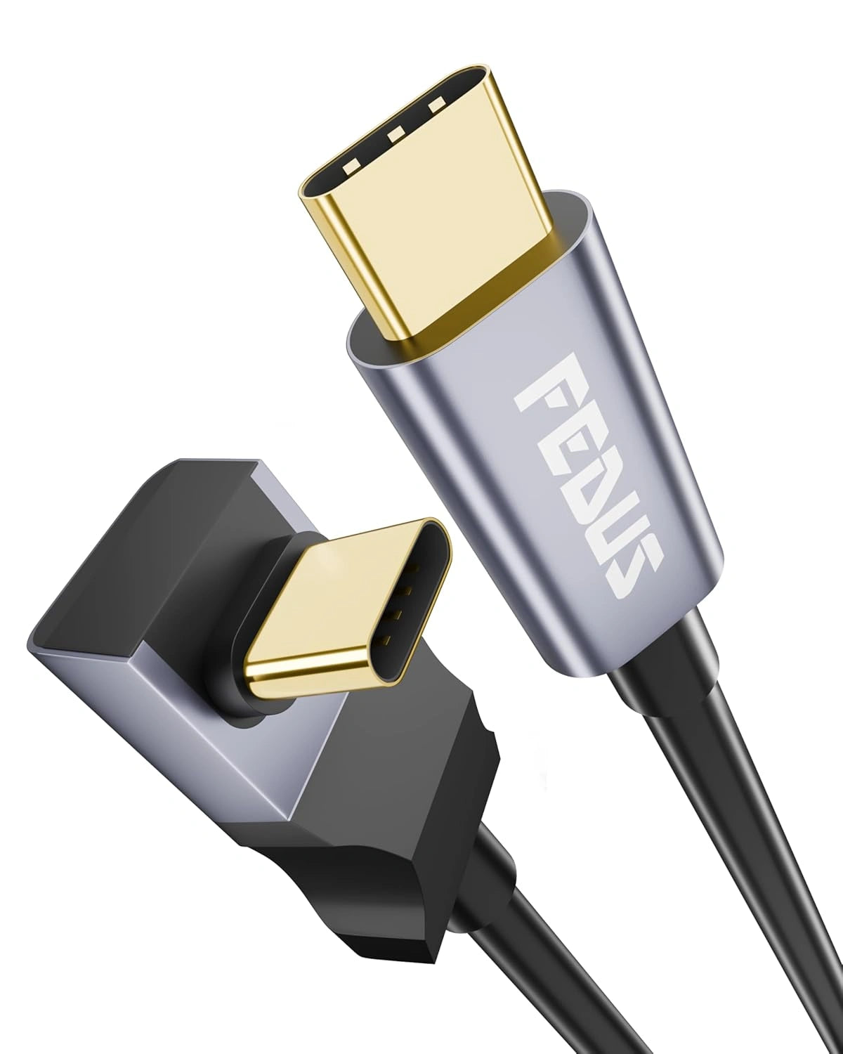 FEDUS L-Shape 4.9 Feet USB 100W Type-C to Type C Cable, 5Gbps 100W PD 3.0 Fast Charging USB C Wire Cord, Compatible with iPhone, SSD Hard Drive, MacBook, iPad, Pixel, Galaxy, C-Type Devices