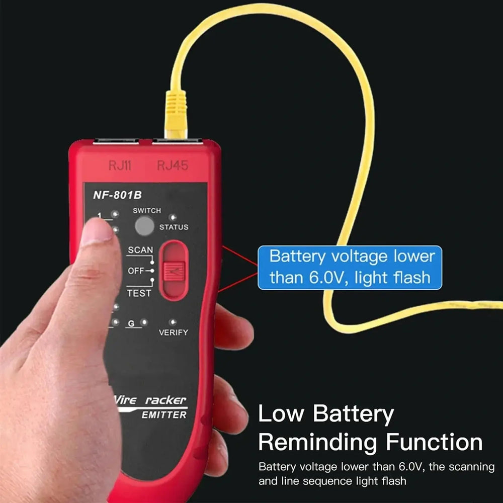FEDUS Lan Tester with Wire Tracker, LAN Network Cable Tracer, Cable Tracker Line Finder, RJ11 RJ45 Line Finder Cable Tester for Network Ethernet cable, Phone Telephone Line & Continuity Checking FEDUS
