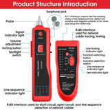 FEDUS Lan Tester with Wire Tracker, LAN Network Cable Tracer, Cable Tracker Line Finder, RJ11 RJ45 Line Finder Cable Tester for Network Ethernet cable, Phone Telephone Line & Continuity Checking