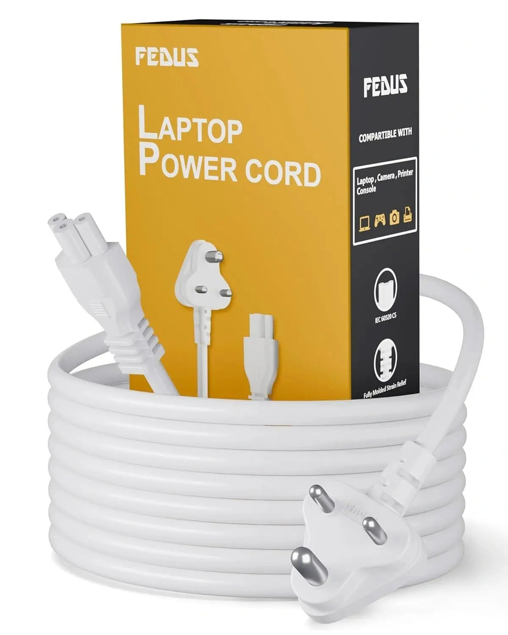 FEDUS 3 Pin AC Laptop Power Cord Cable Notebook Computer Replacement Charger Cord Wire 18AWG Laptop Adapter Power Cable Laptop Charger Power Cord Universal Mickey Mouse Connector Power Cord FEDUS