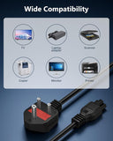 FEDUS 1.8 Meter (5.9 Feet) Long Laptop Power Cord with Protection Fuse, 2500 Watt 3 Pin IEC C5 Charger Adapter Cable Wire AC Lead for Asus/Dell/HP/Lenovo/ASUS/Acer/Samsung/Compaq & All Gaming Laptop
