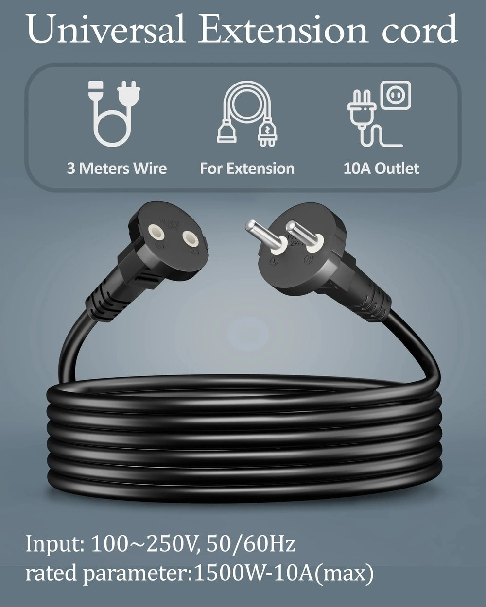 FEDUS 18AWG Heavy Duty Male to Female 2 Pin Power Extension Cord Wire, 10amp Indoor Outdoor Power Cord Extension Electrical Extender Power Cable for appliances, Electronics, Power Tools Cheeku Technologies