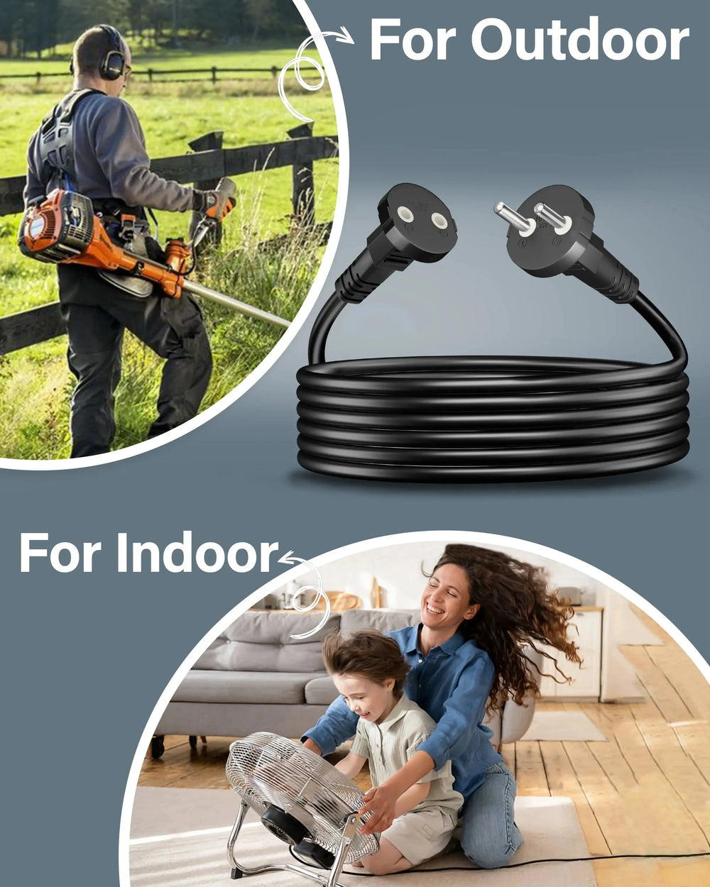 FEDUS 18AWG Heavy Duty Male to Female 2 Pin Power Extension Cord Wire, 10amp Indoor Outdoor Power Cord Extension Electrical Extender Power Cable for appliances, Electronics, Power Tools Cheeku Technologies