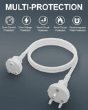 FEDUS Long 18AWG Heavy Duty Male to Female 3 Pin Power Extension Cord Wire, 10amp Indoor Outdoor Power Extension Electrical Extender Power Cable for appliances, Electronics, and Tools 1.5 Meter, White
