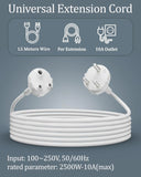FEDUS Long 18AWG Heavy Duty Male to Female 3 Pin Power Extension Cord Wire, 10amp Indoor Outdoor Power Extension Electrical Extender Power Cable for appliances, Electronics, and Tools 1.5 Meter, White
