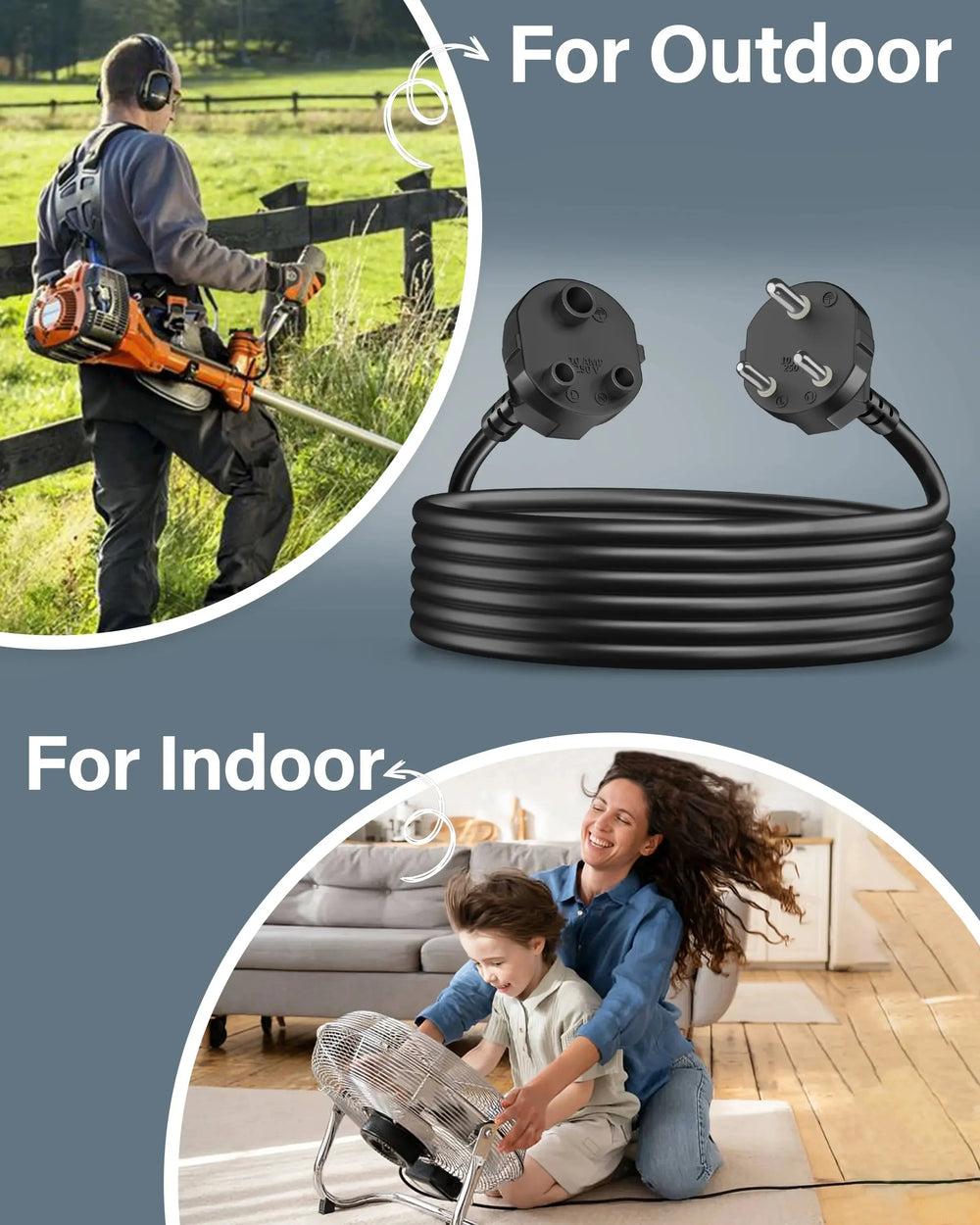FEDUS 18AWG Heavy Duty Male to Female 3 Pin Power Extension Cord Wire, 10amp Indoor Outdoor Power Cord Extension Electrical Extender Power Cable for appliances, Electronics and Power Tools Cheeku Technologies