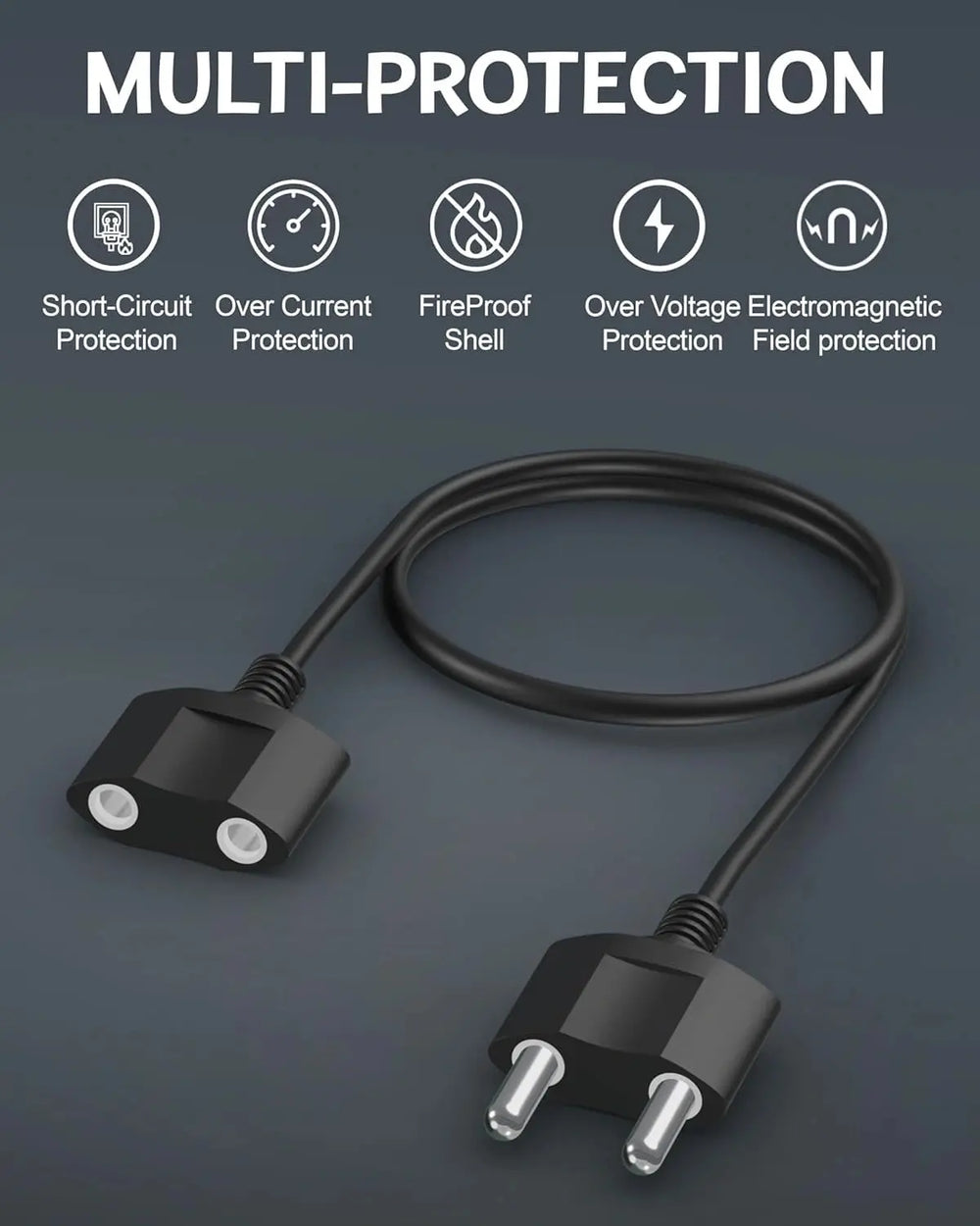 FEDUS 22AWG Male to Female 2 Pin Power Extension Cord Wire, 6amp Indoor Outdoor Power Cord Extension Electrical Extender Power Cable for appliances, Electronics, and Power Tools FEDUS